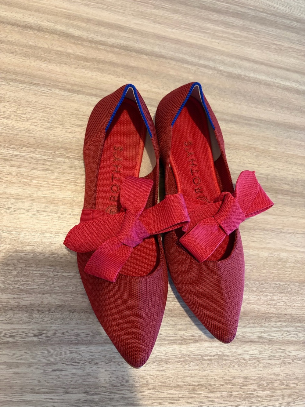Mary Jane’s Red Pointed Toe Bow Flats - Rothy's
